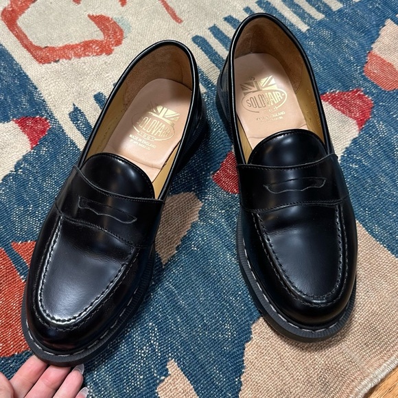 Solovair High Shine Leather Penny Loafers - Picture 3 of 11